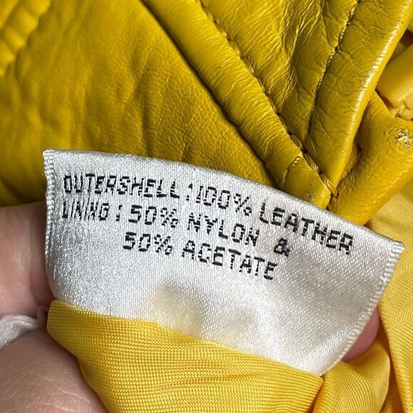 Neiman Marcus Mustard Yellow Leather Jacket Small - Picture 6 of 7